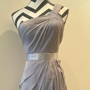 Adrianna Papell dress. One shoulder strap. Silver. Size 2